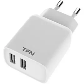 Зарядное устройство сетевое TFN TFN-WCRPD12W2U02 2*USB Type-А, 2.4A+кабель micro USB, white