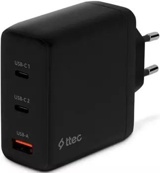 Зарядное устройство сетевое TTEC 2SCG04S SmartCharger Trio GAN 120W PD Travel 2 USB-C+USB-A. Цвет: черный