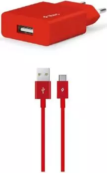 Зарядное устройство сетевое TTEC 2SCS20CK SmartCharger Travel 2.1A с кабелем Type-C. Цвет: красный