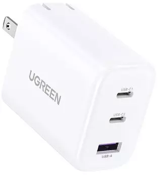 Зарядное устройство сетевое UGREEN CD275 90496 65W, 2*USB Type-C, USB Type-А, белое