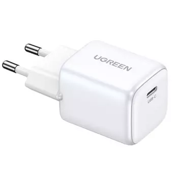 Зарядное устройство сетевое UGREEN CD318 15324_ Nexode Mini 20W USB-C PD GaN Fast Charger EU. Цвет: белый