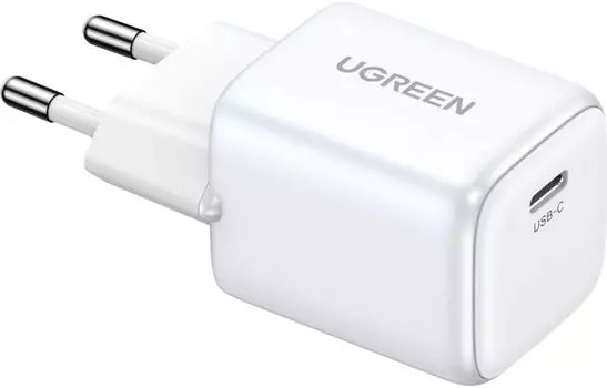 Зарядное устройство сетевое UGREEN CD319 Nexode Mini USB-C 30W PD GaN Fast Charger EU. Цвет: белый