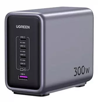 Зарядное устройство сетевое UGREEN CD333 90903B Nexode 300W 5-Port PD GaN Fast Desktop Charger EU. Цвет: серый
