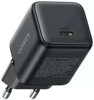 Зарядное устройство сетевое UGREEN X513 65012_ 30W USB-C GaN Fast Charger с кабелем USB-C-USB-C. Длина: 1м. цвет: черный