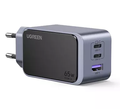 Кабель UGREEN X553 35042_ Nexode S 65W USB-A+2*USB-C GaN Tech Fast Charger EU, gray