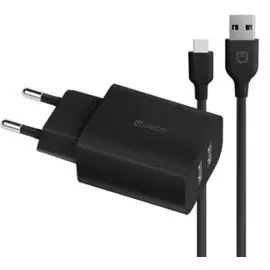 Зарядное устройство сетевое Unico WCTYPECUNC 2*USB 2.0, 12W max, защита от КЗ, черный, кабель Type С, черный