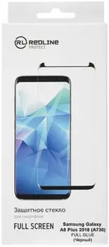 Защитное стекло Red Line УТ000014151 для Samsung Galaxy A8 Plus 2018 (А730), tempered glass FULL GLUE, чёрная рамка