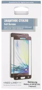 Защитное стекло Red Line УТ000015349 для Samsung Galaxy J4 2018, 3D, tempered glass, чёрная рамка