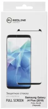 Защитное стекло Red Line УТ000016685 для Samsung Galaxy J4 Plus (2018), tempered glass FULL GLUE, чёрная рамка