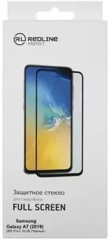 Защитное стекло Red Line УТ000016988 для Samsung Galaxy A7 (2018), 3D, tempered glass FULL GLUE, чёрная рамка