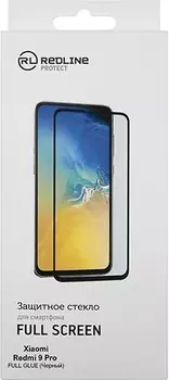 Защитное стекло Red Line УТ000022827 с чёрной рамкой для Xiaomi Redmi 9 Pro Full screen tempered glass FULL GLUE