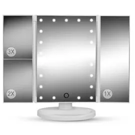 Зеркало для макияжа Camelion M217-DL C01 с LED подсветкой, увел. 1х / 2х / 3х, дневн. свет, 4*LR03 (