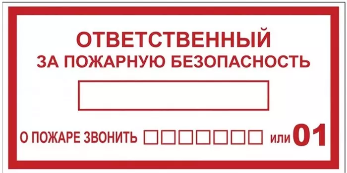 Знак наклейка EKF an-4-05 B03 "Ответственный за пожарную безопасность" (100х200)