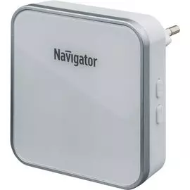 Звонок дверной Navigator NDB-D-AC06-1V1-WН 80 509 36 мелодий, питание 230В, 50/60 Гц (кнопка пост. с батарейкой 1x23А 12В), IP20/IP44, белый (80509)