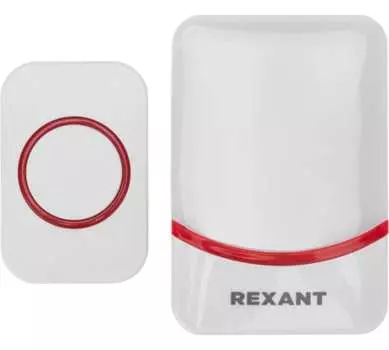 Звонок Rexant 73-0016 беспроводной дверной переливающийся 38 мелодий IP44 (белый/красный)