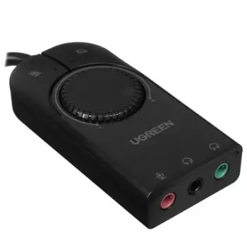 Звуковая карта UGREEN CM129 внешняя USB External Stereo Sound Adapter. Длина: 15 см. Цвет: черный