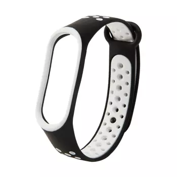 Сменный ремешок для Xiaomi Mi Band 6 силиконовый two-color (черно-белый)