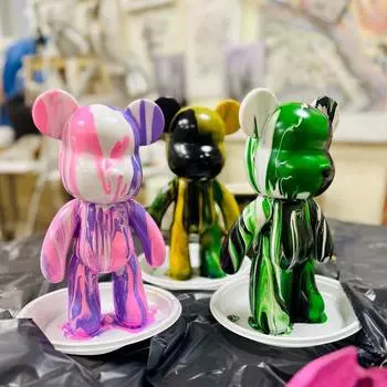 Подарочный сертификат «Мастер класс Мишка Bear Brick в технике флюид арт» (2 часа, 1 человек)
