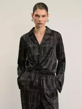Атласная блузка с принтом