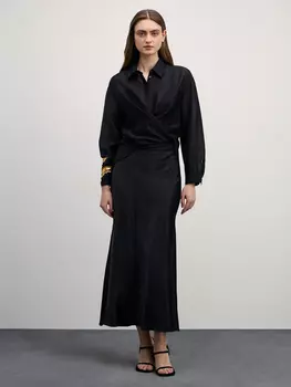 Атласная юбка длины макси