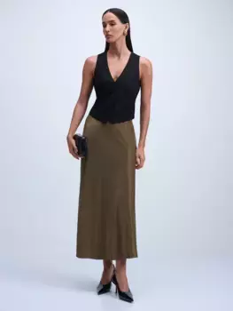 Атласная юбка миди