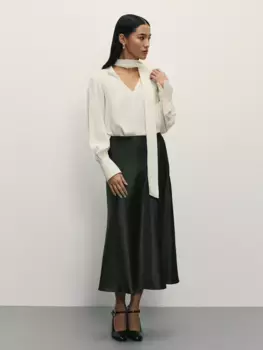 Атласная юбка миди