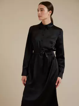 Атласное платье-миди с поясом