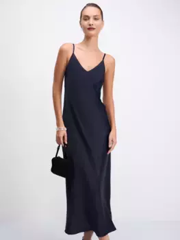 Атласное платье на бретелях