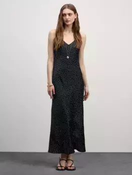 Атласное платье на бретелях