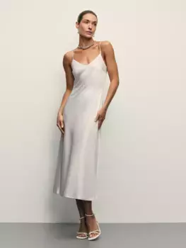 Атласное платье на бретелях