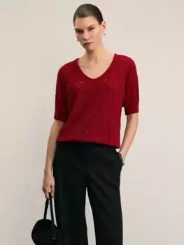 Ажурный джемпер с коротким рукавом