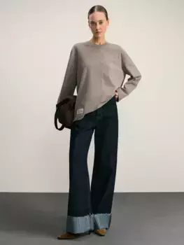 Базовый лонгслив из хлопка с декоративным швом