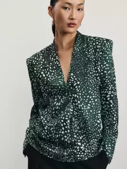 Блузка из сатина с абстрактным принтом