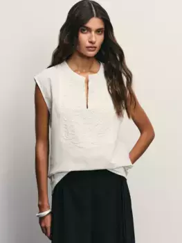 Блузка из смесового льна с вышивкой