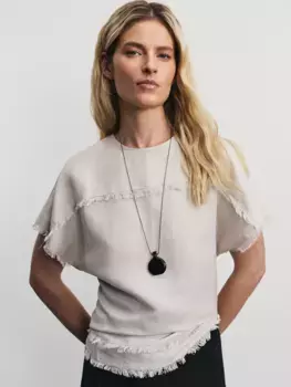 Блузка из вискозы и льна с бахромой