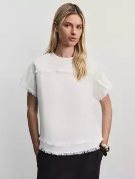 Блузка из вискозы и льна с бахромой