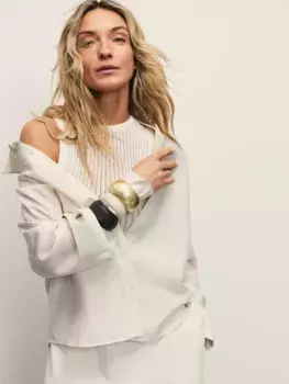 Блузка прямого кроя с содержанием льна