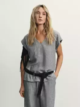 Блузка с коротким рукавом из фактурной ткани