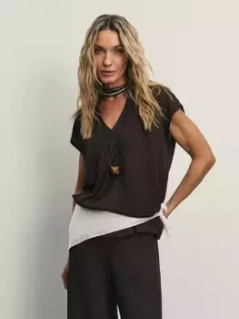 Блузка с V-образным вырезом из вискозы