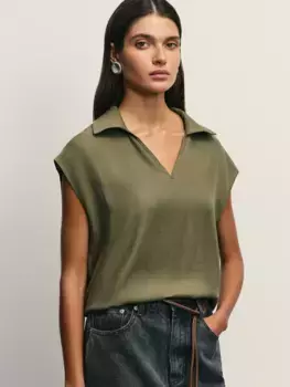 Блузка с воротником поло из вискозы