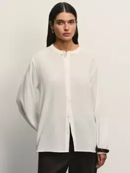 Блузка с воротником-стойкой из хлопка