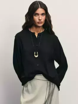 Блузка с воротником-стойкой из хлопка