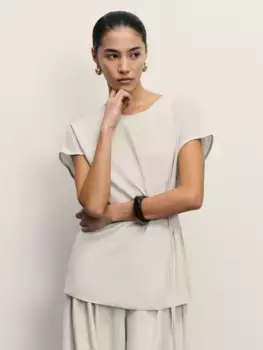 Блузка с завязками из вискозы и льна