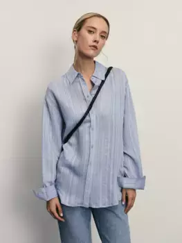 Блузка свободного кроя из вискозы в полоску