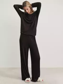 Брюки домашние широкие в рубчик