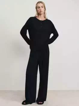 Брюки домашние широкие в рубчик