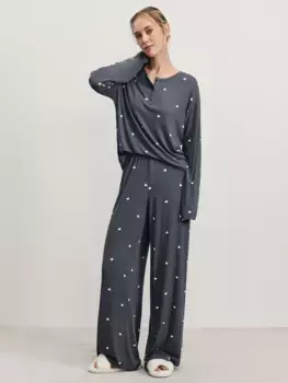 Брюки домашние широкие в рубчик