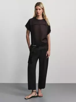 Брюки-джоггеры с вискозой и льном в составе