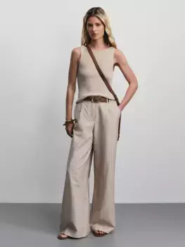 Брюки из вискозы и хлопка на поясе в полоску