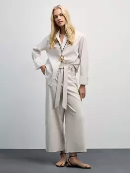 Брюки кюлоты изо льна